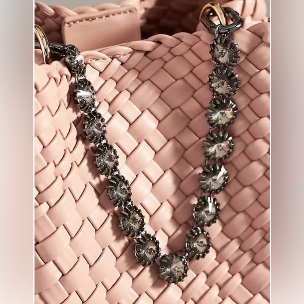 Anthropologie NWT Crystal Chain Bag Charm Handbag Purse Jewelry Black
